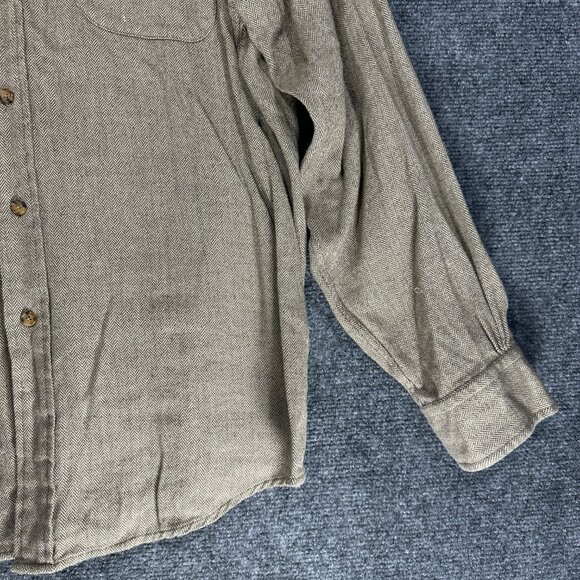 Brooks Brothers Shirt Mens Large Button Down Tan Cotton Herringbone Pocket - Picture 2 of 5